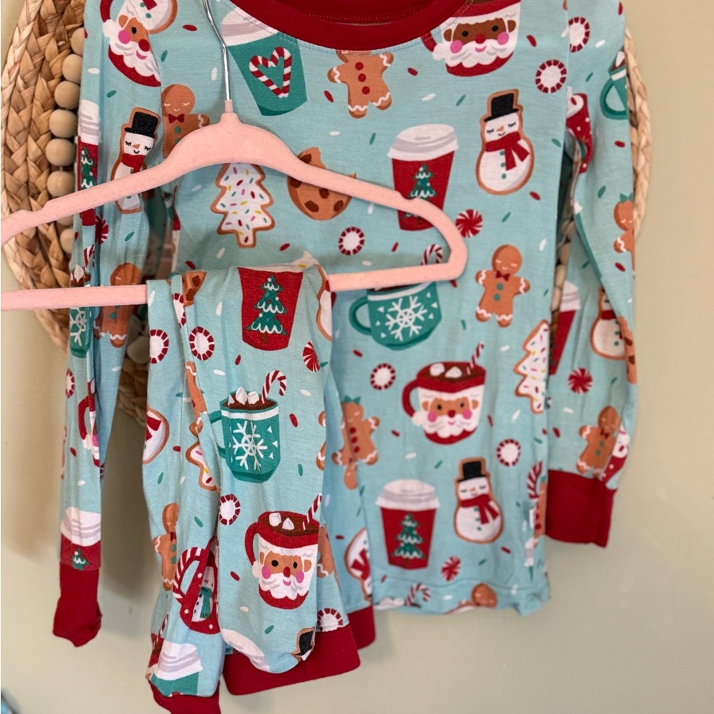 Little Sleepies Holiday Pajama Set - Light Blue and Red